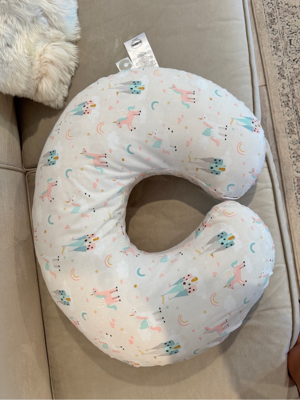 Boppy Nursing Pillow - Pastel Pink and Mint Unicorn Pattern